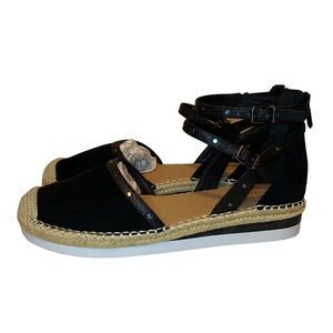 Crown Vintage Women's Size 9M Black Platform Espadrille Sandals Zip Back NEW